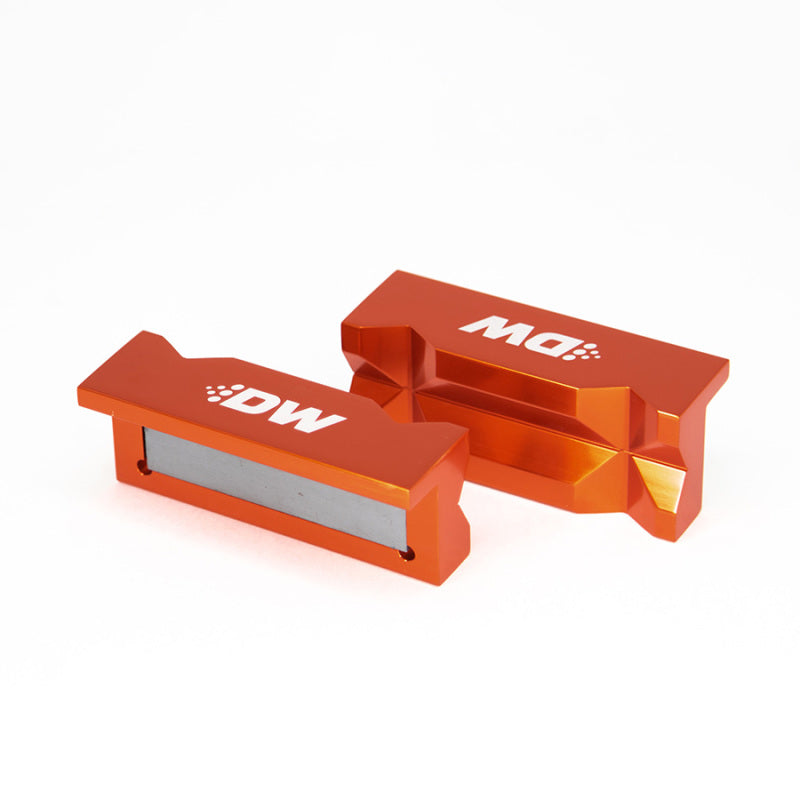 DeatschWerks 4in. Aluminum Soft Jaws w/ Magnet - Orange Anodized - Black Ops Auto Works