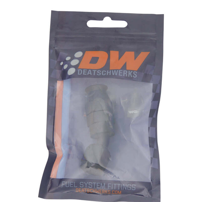 DeatschWerks 6AN 30-degree PTFE hose end installed
