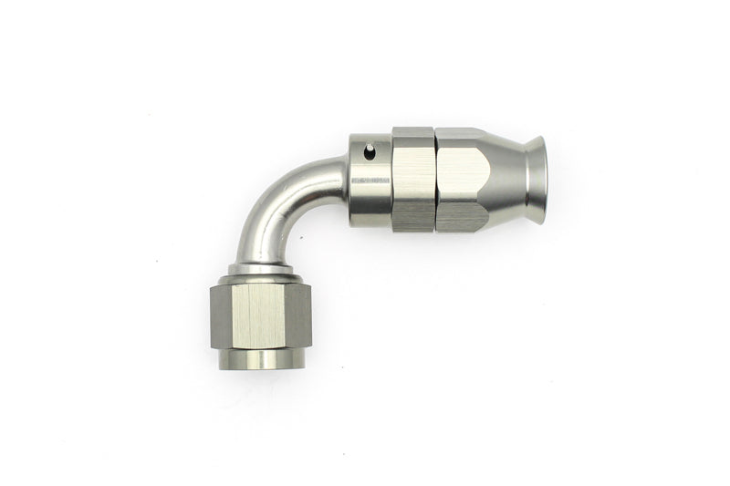 DeatschWerks 6AN Female Swivel 90-Degree Hose End PTFE (Incl. 1 Olive Insert) - Black Ops Auto Works