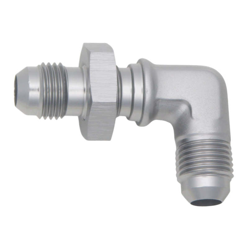 DeatschWerks 6AN Male Flare To 6AN Male Flare Bulkhead Adapter 90-Degree (Incl. Nut)-Fittings-DeatschWerks-00887753531926-