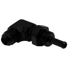 Load image into Gallery viewer, DeatschWerks 8AN Male Flare to 5/16in Male Barb Bulkhead Adapter 90-Degree - Anodized Matte Black - Black Ops Auto Works
