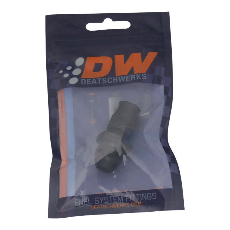 DeatschWerks 6-02-0110-B 8AN to 3/8 hardline adapter lifestyle view with olive insert