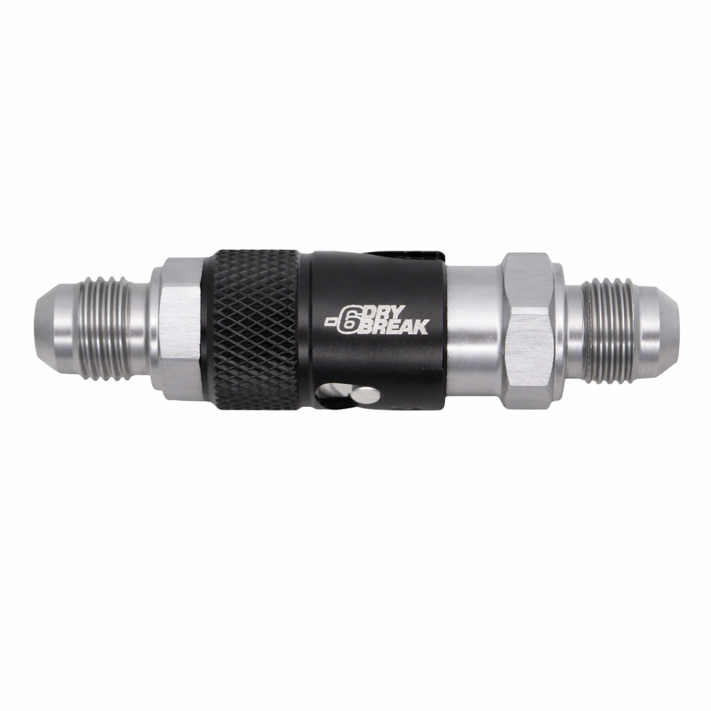 DeatschWerks 6AN Male Flare Quick Disconnect Dry Break Fitting - 2 Pieces Anodized Matte Black - DeatschWerks DWK6-02-0225-B