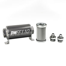 Load image into Gallery viewer, DeatschWerks Stainless Steel 6AN 5 Micron Universal Inline Fuel Filter Housing Kit (110mm) - DeatschWerks DWK8-03-110-005K-6