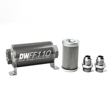 Load image into Gallery viewer, DeatschWerks Stainless Steel 10AN 10 Micron Universal Inline Fuel Filter Housing Kit (110mm) - Black Ops Auto Works