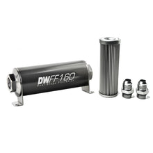 Load image into Gallery viewer, DeatschWerks Stainless Steel 10AN 10 Micron Universal Inline Fuel Filter Housing Kit (160mm) - Black Ops Auto Works