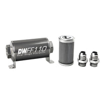 Load image into Gallery viewer, DeatschWerks Stainless Steel 10AN 100 Micron Universal Inline Fuel Filter Housing Kit (110mm) - Black Ops Auto Works