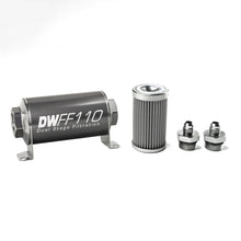 Load image into Gallery viewer, DeatschWerks Stainless Steel 6AN 100 Micron Universal Inline Fuel Filter Housing Kit (110mm) - Black Ops Auto Works