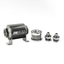 Load image into Gallery viewer, DeatschWerks Stainless Steel 6AN 5 Micron Universal Inline Fuel Filter Housing Kit (70mm) - Black Ops Auto Works