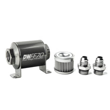 Load image into Gallery viewer, DeatschWerks Stainless Steel 8AN 10 Micron Universal Inline Fuel Filter Housing Kit (70mm) - Black Ops Auto Works