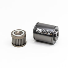 Load image into Gallery viewer, DeatschWerks Stainless Steel 8AN 100 Micron Universal Inline Fuel Filter Housing Kit (70mm) - Black Ops Auto Works