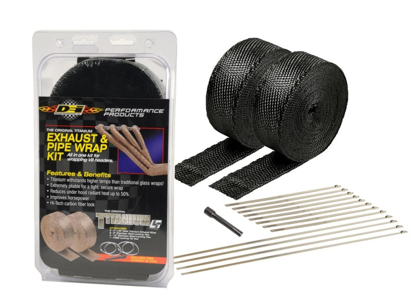 DEI Exhaust Wrap Kit - Black Titanium Wrap Locking Ties & Locking Tie Tool - Black Ops Auto Works