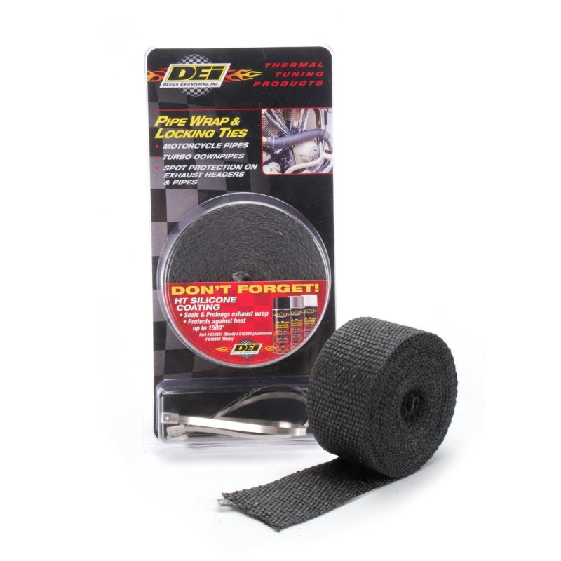 DEI Exhaust Wrap Kit - Pipe Wrap and Locking Tie - Black - Black Ops Auto Works