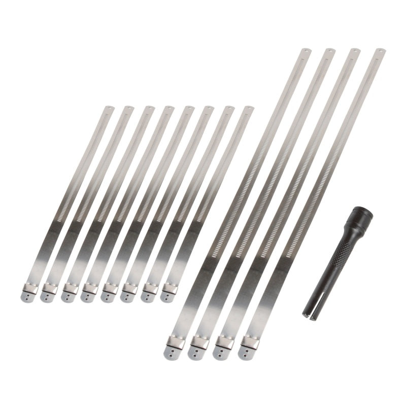 DEI Stainless Steel Positive Locking Tie & Tool Kit - 8in (8 Pack) & 14in (4 Pack) - Black Ops Auto Works