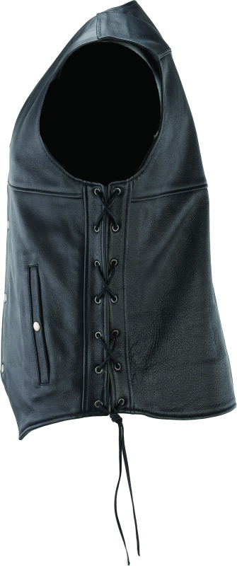 RIV094433-River Road Old Skool Leather Vest Black - Large-Vests-River Road