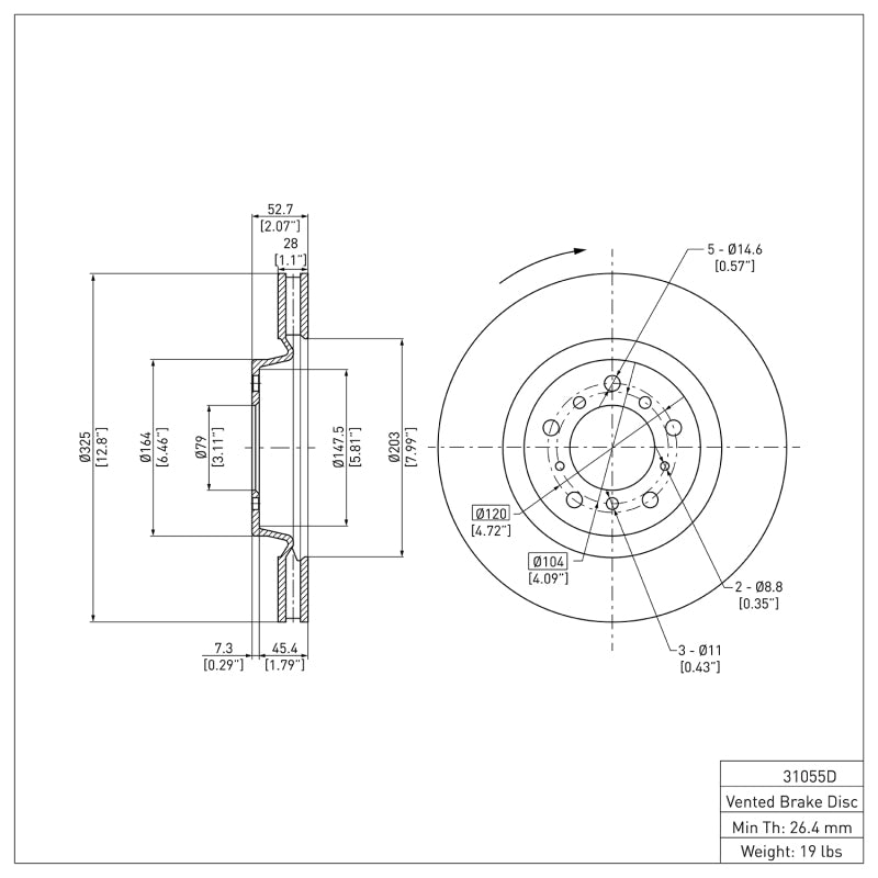 DFC DFC 01-06 BMW M3 Right Front Brake Rotor
