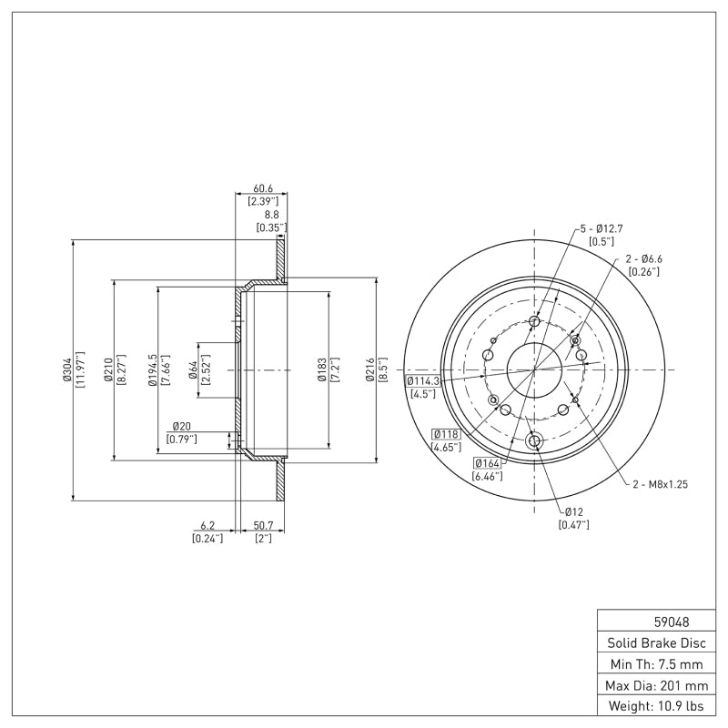 DFC DFC 05-18 Acura RDX Rear Brake Rotor