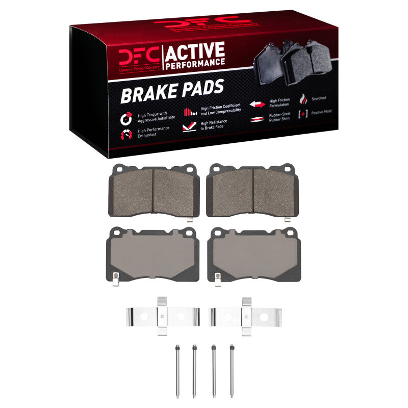 DFC Active Performance front brake pads and hardware kit for compatible applications