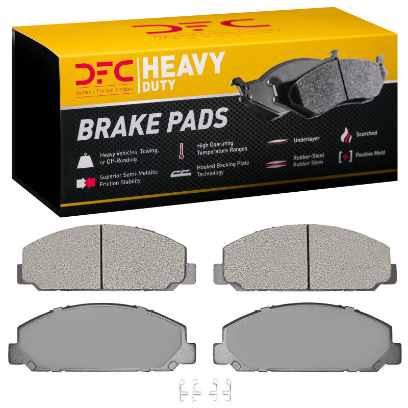 DFC Heavy Duty semi metallic brake pads for 1999 to 2024 Chevrolet W5500 Tiltmaster front and rear, product view 1
