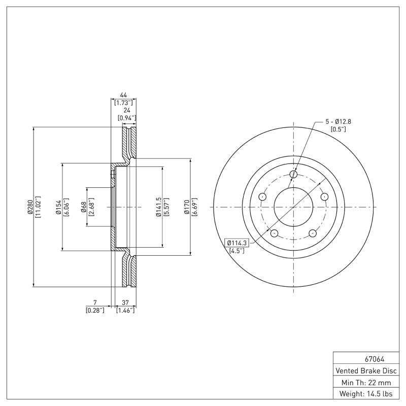 DFC DFC 13-19 Nissan Sentra Front GeoSPEC Coated Rotor