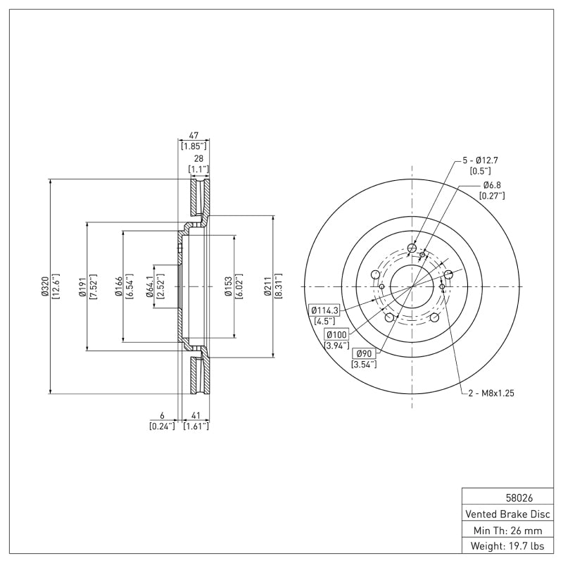 DFC DFC 14-20 Acura MDX Front Brake Rotor