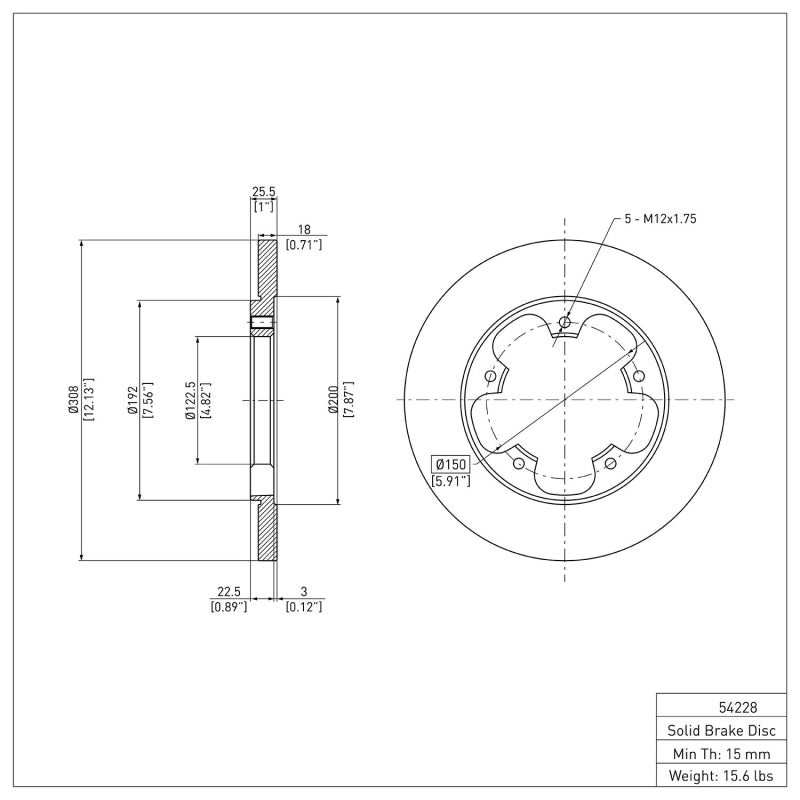DFC DFC 15-25 Ford Transit-350/SRW Rear Brake Rotor