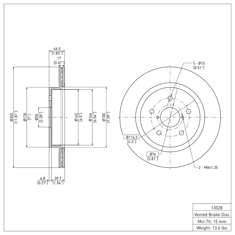 DFC DFC 15-25 Subaru Legacy Rear Brake Rotor