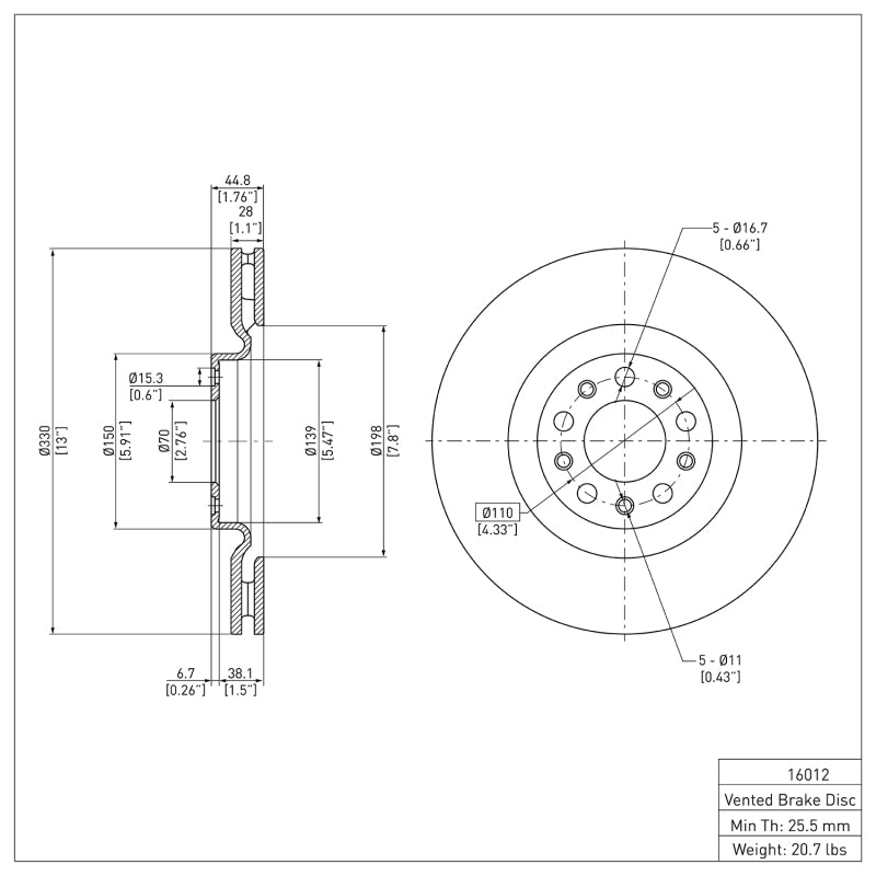 DFC DFC 17-25 Alfa Romeo GIULIA Front Brake Rotor