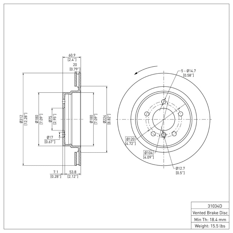 DFC DFC 95-02 BMW M3 Left Rear Brake Rotor