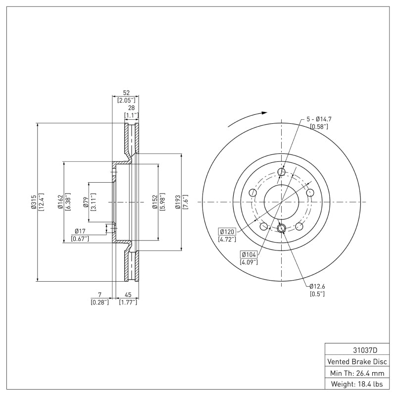 DFC DFC 95-99 BMW M3 E36 Right Front Brake Rotor