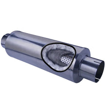 Load image into Gallery viewer, Diamond Eye MFLR 4inID SGL IN/SGL OUT 7inDIA X 24in BODY 30in LENGTH PERF SLOTTED ENDS 409 SS Diamond Eye Performance DEP460031