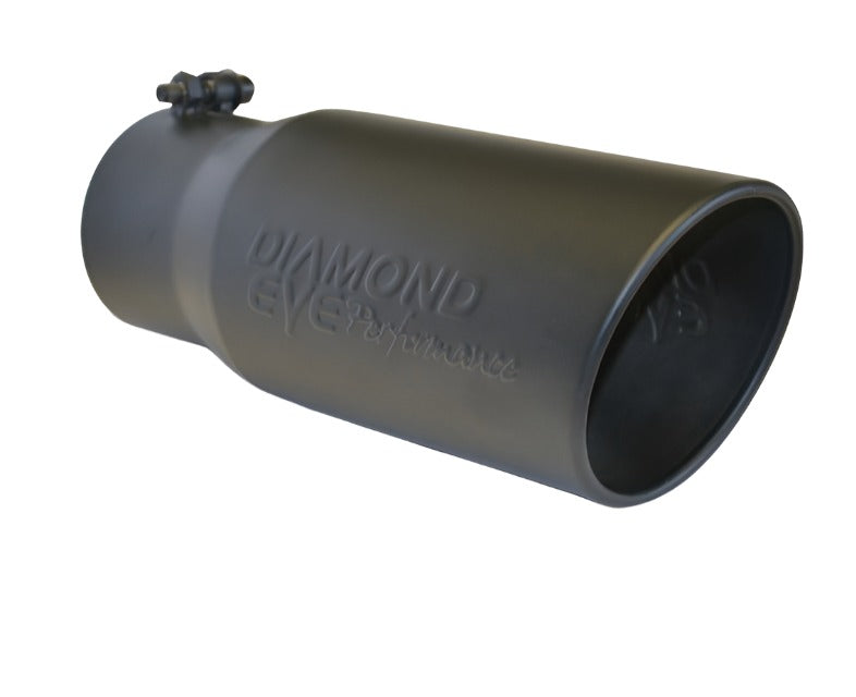 Diamond Eye TIP 5in-6inX12in BOLT-ON ROLLED ANGLE 15 ANGLE CUT DIAMOND EYE BLACK POWDERCOAT - Black Ops Auto Works