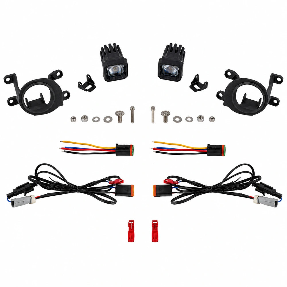 Diode Dynamics GR Corolla fog light kit with SSC1 pods, brackets, wiring adapters and hardware