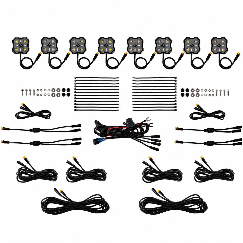 Diode Dynamics DD8756 Stage Series amber and white LED rock light kit M8 8-pack