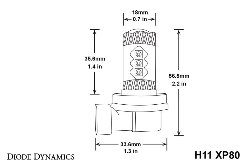 Diode Dynamics DD0165P H11 XP80 LED Cool White (pair) - Diode Dynamics DD0165P