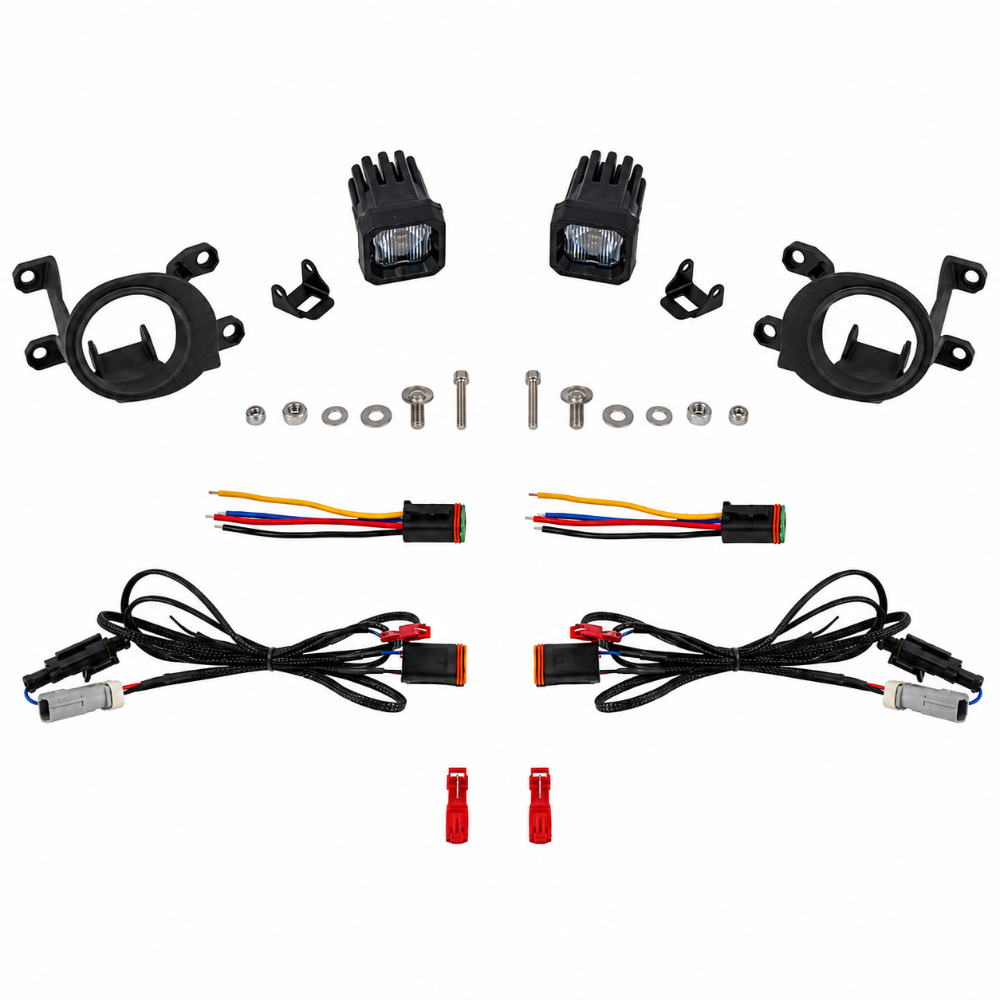 Diode Dynamics GR Corolla fog light kit with SSC1 pods, brackets, wiring adapters and hardware
