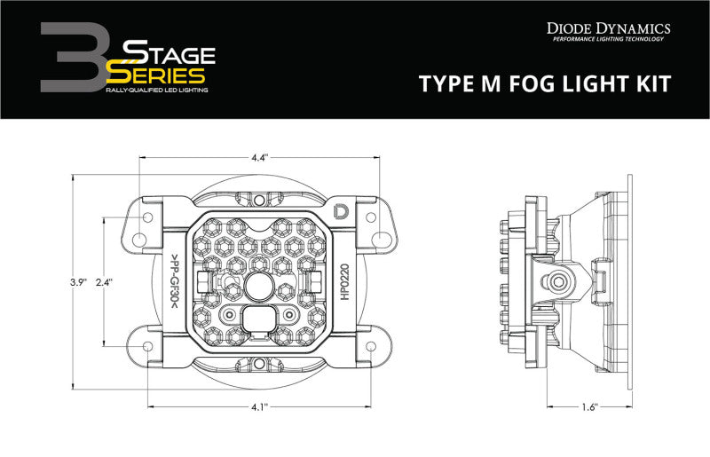 Diode Dynamics SS3 Sport Type M Kit ABL - Yellow SAE Fog Diode Dynamics DIODD7045