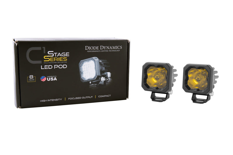 Diode Dynamics Stage Series C1 LED Pod Pro - Yellow Flood Standard ABL (Pair) Diode Dynamics DIODD6463P
