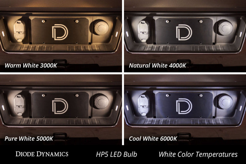 Close-up of Diode Dynamics HP3 LED Bulbs with white diode chips