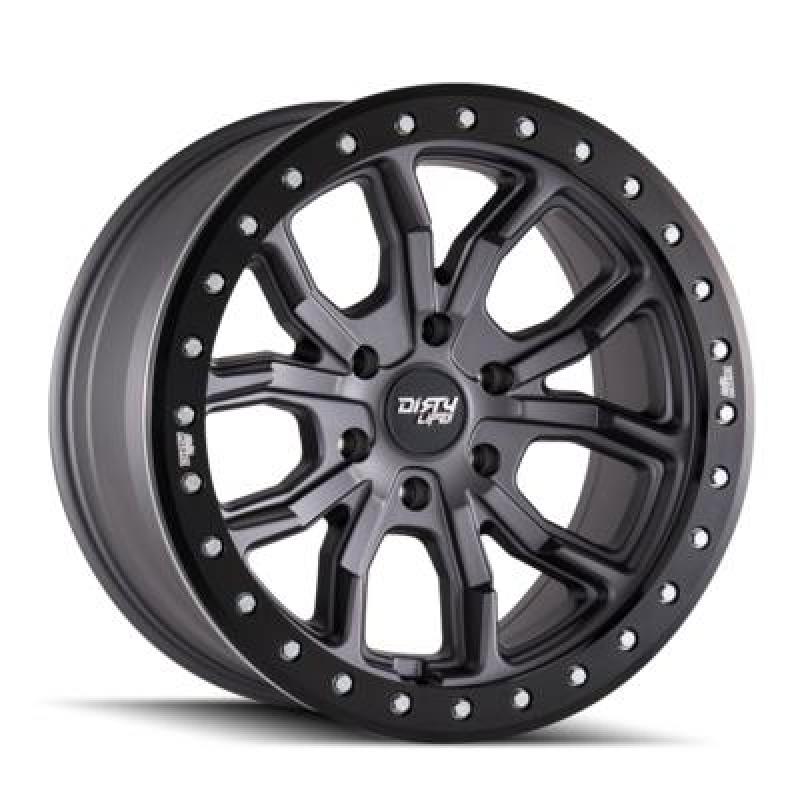 Dirty Life 9303 DT-1 17x9/5x127 BP/-12mm Offset/78.1mm Hub Matte Gunmetal Wheel - Simulated Rashring - Black Ops Auto Works