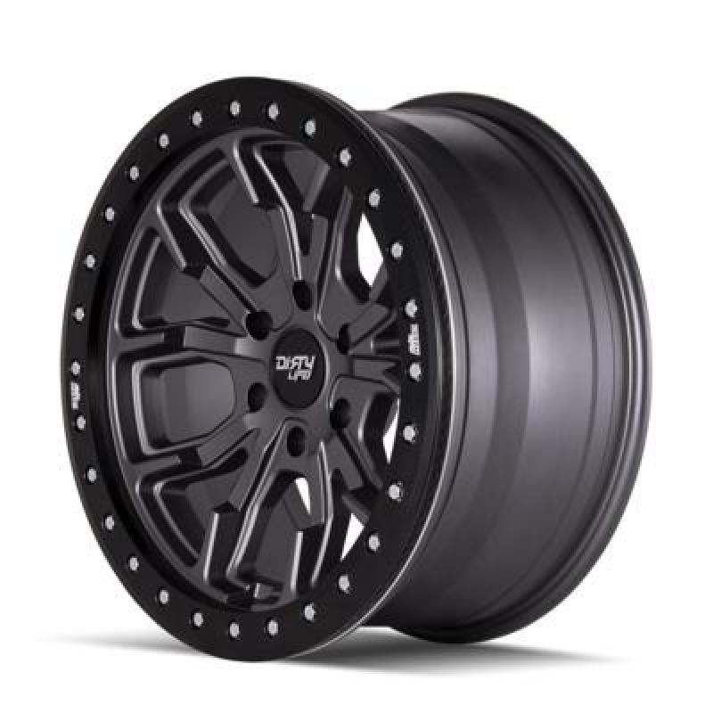 Dirty Life 9303 DT-1 17x9/5x127 BP/-12mm Offset/78.1mm Hub Matte Gunmetal Wheel - Simulated Rashring - Black Ops Auto Works
