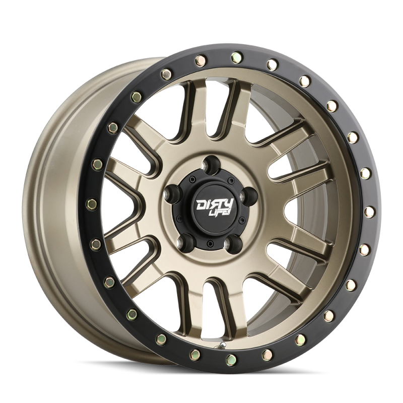 Dirty Life 9309 Canyon Pro 17x9/5x127 BP/-12mm Offset/71.5mm Hub Satin Gold Wheel - Beadlock - Black Ops Auto Works