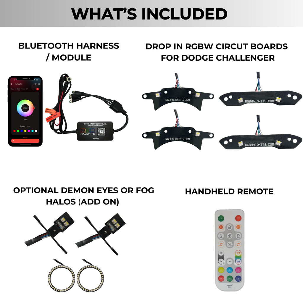 RGB Halo Kits Dodge Challenger RGBW DRL Boards (2015-2023)