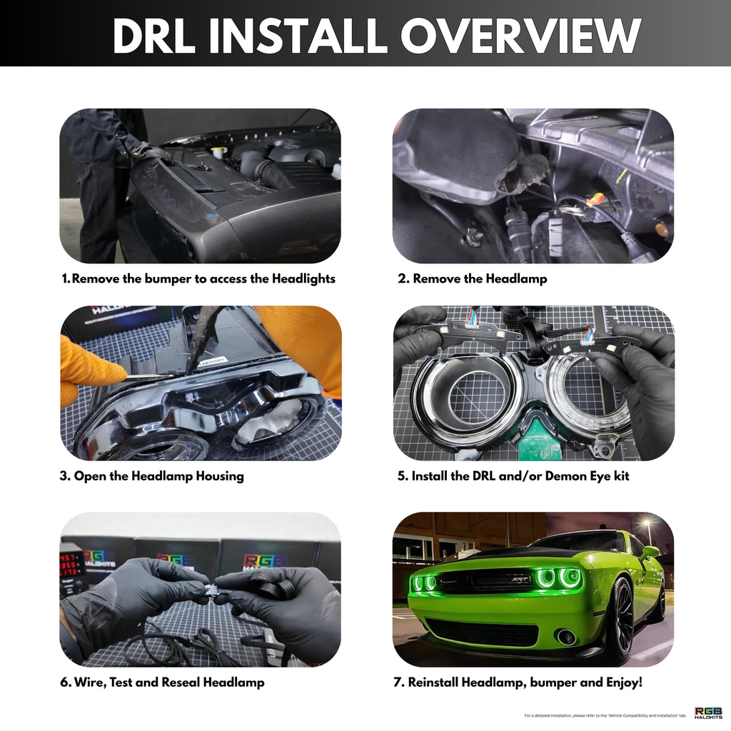 RGB Halo Kits Dodge Challenger RGBW DRL Boards (2015-2023)