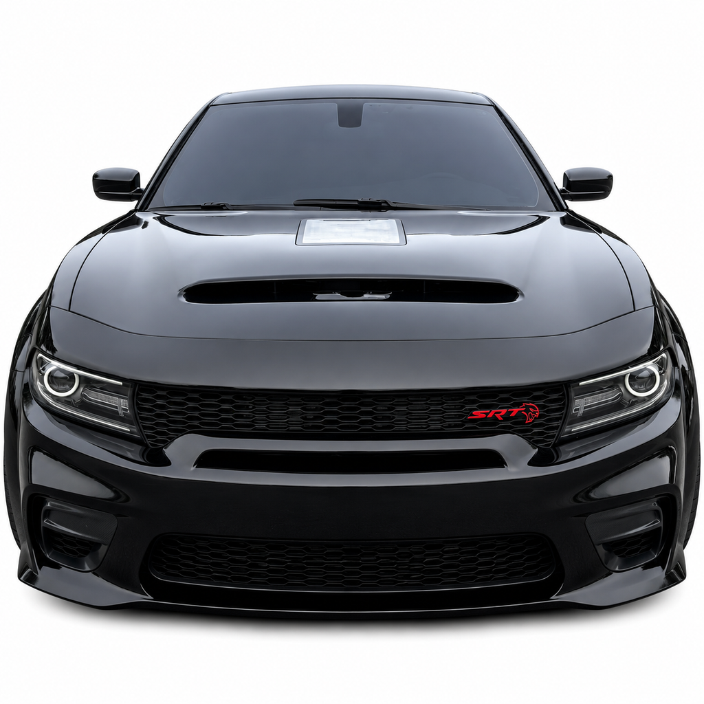 Installed front view of Dodge Charger with Black Ops Demon Window Hood