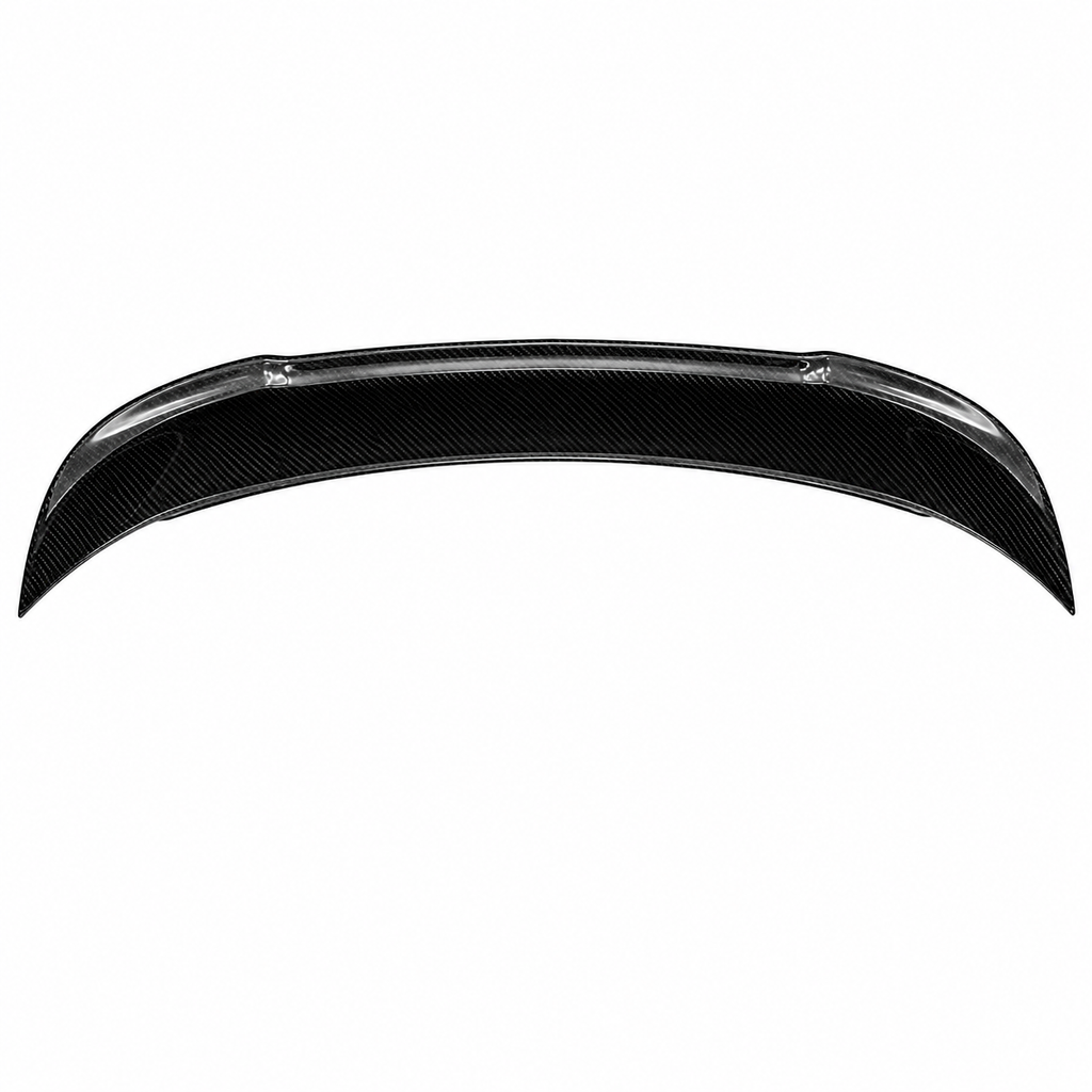 Dodge Charger ducktail spoiler with gloss carbon fiber finish and aerodynamic styling
