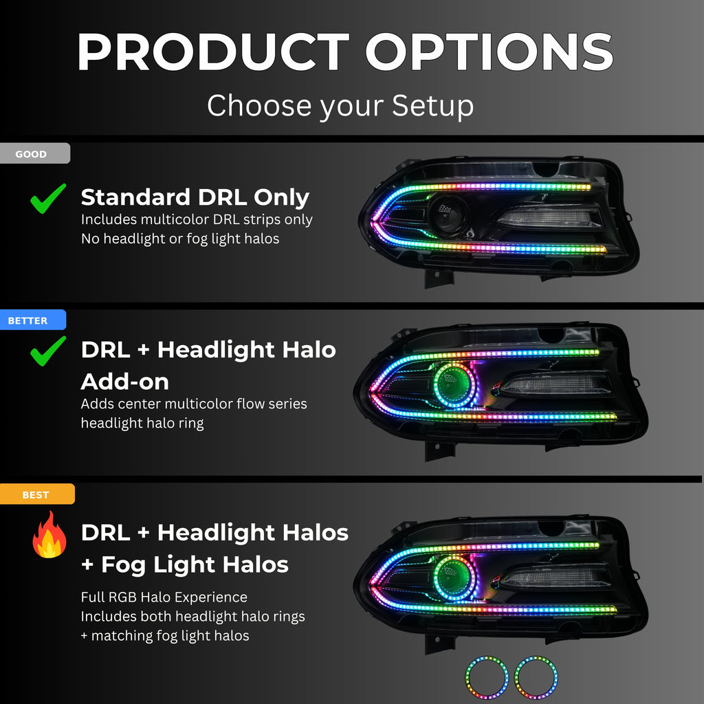 RGB Halo Kits Dodge Charger Flow Series DRL Boards (2015-2023)