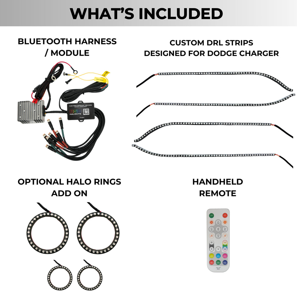 RGB Halo Kits Dodge Charger Flow Series DRL Boards (2015-2023)