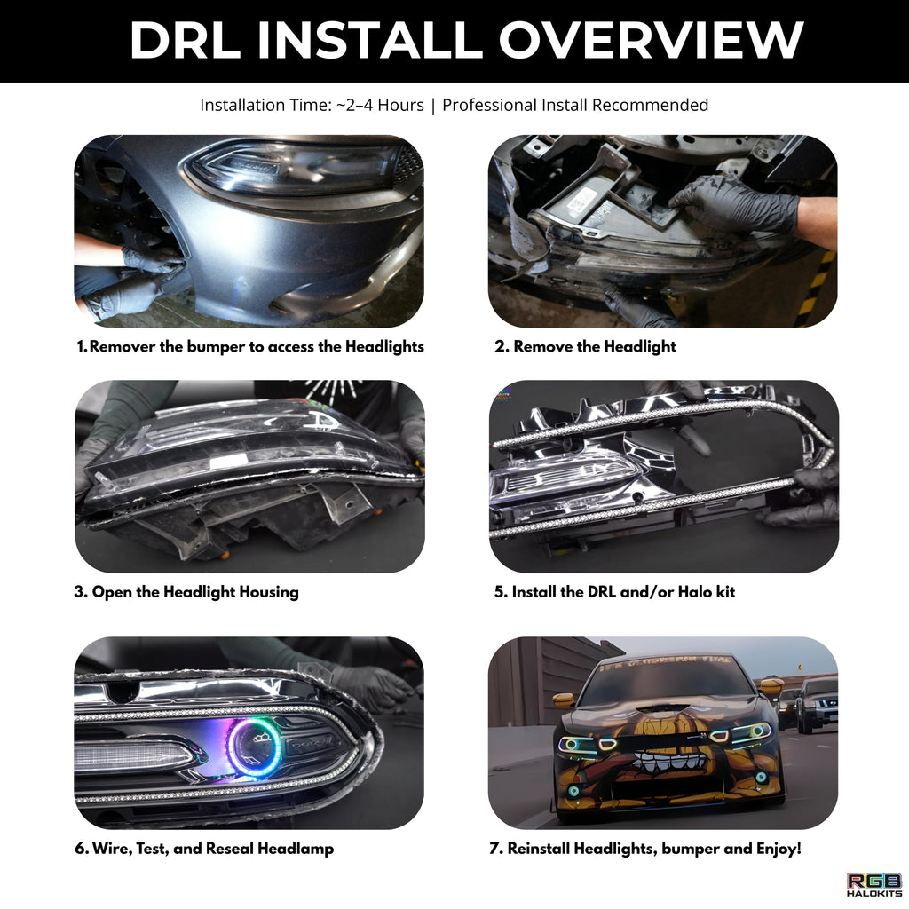RGB Halo Kits Dodge Charger Flow Series DRL Boards (2015-2023)