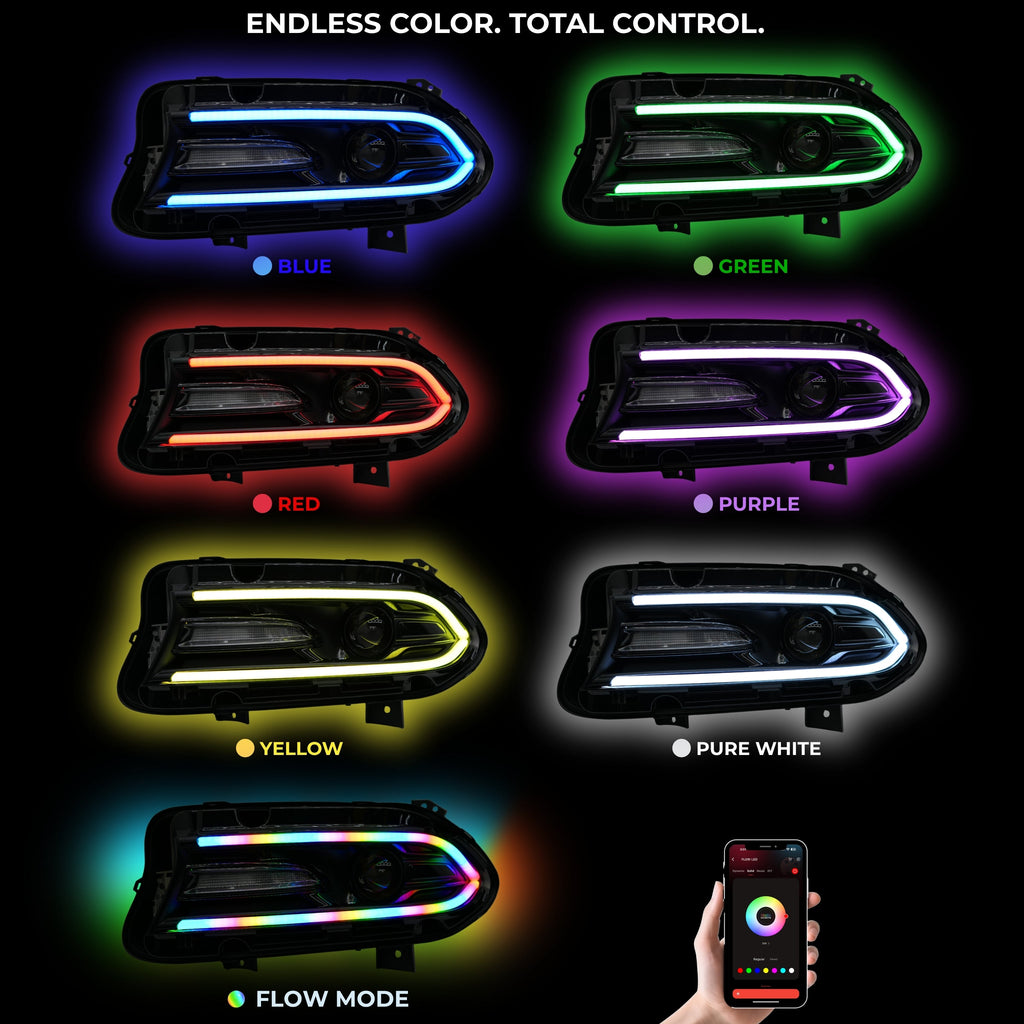 RGB Halo Kits Dodge Charger Flow Series DRL Boards 2.0 | Diffused LED (2015-2023)